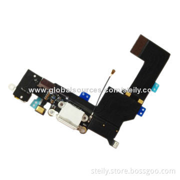 Power dock connector, charging port and audio jack flex cable for iPhone 5S, black and white